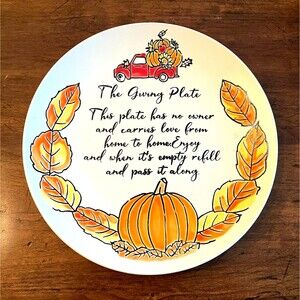 Global Design Connections Harvest Blessings Ceramic Giving Plate with Truck